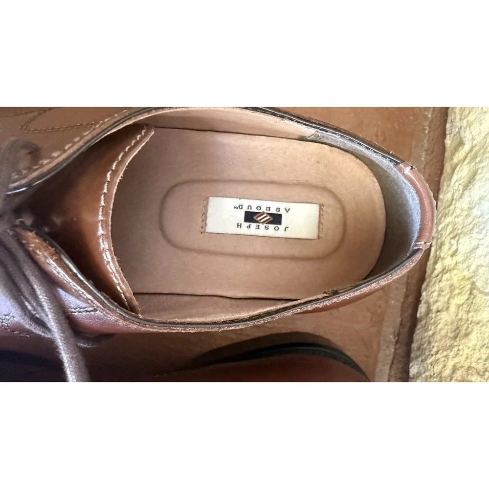 Joseph Abboud Men's Leather Shoes Cap Toe Oxford Tobacco Brown Size‎ 8.5M EUC